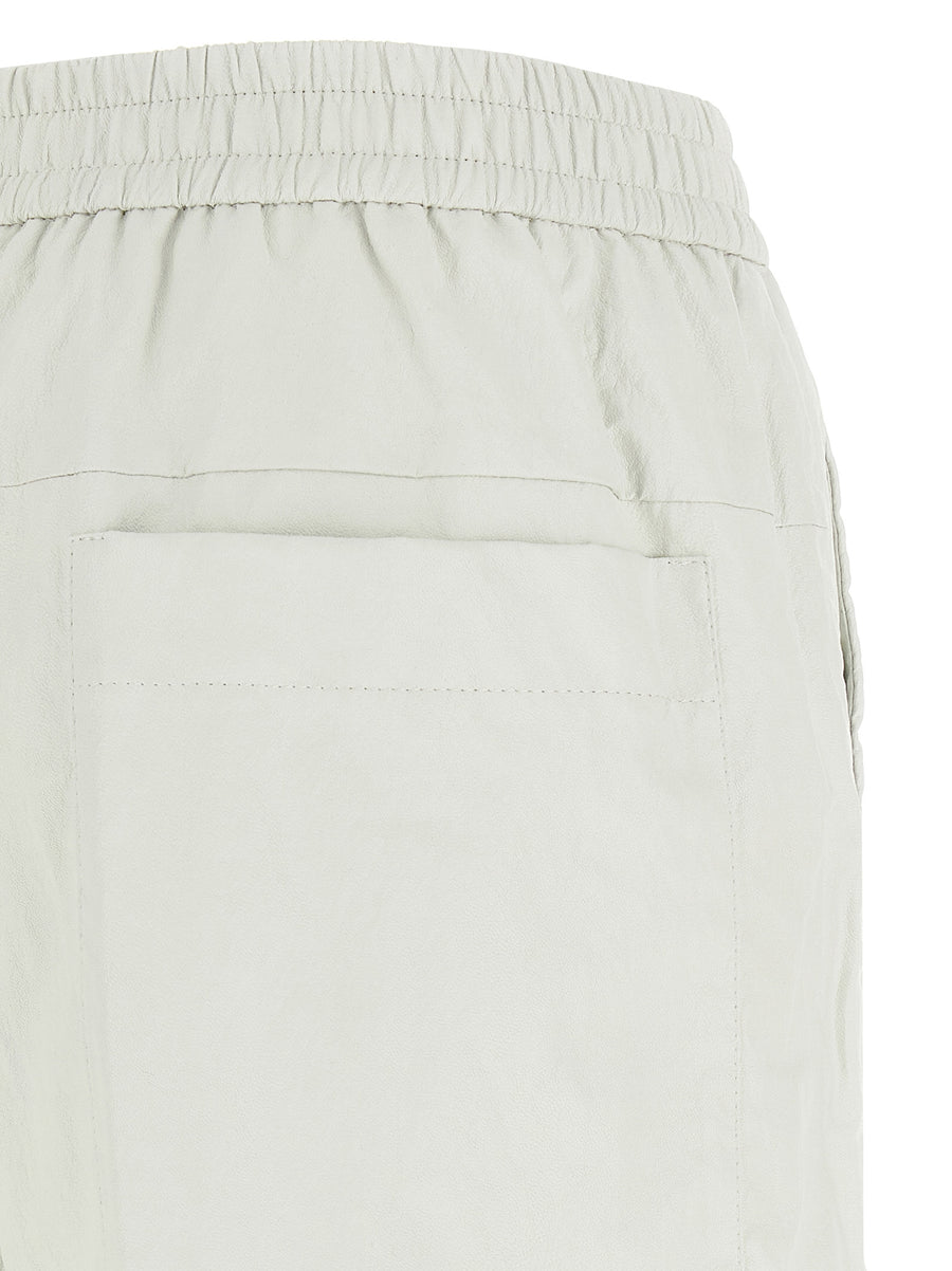 Nude Leather-Effect Bermuda Shorts For Women White Versatile Comfort With Subtle Metal Accent
