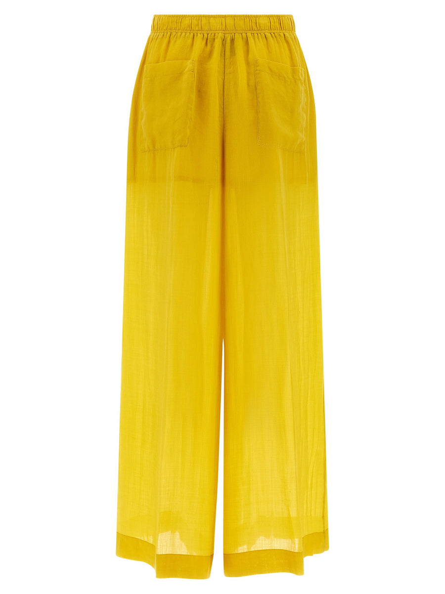 Nude Palazzo Pants For Women Yellow Linen Tencel Blend Breathable Wide Leg Comfort Fit Spring Summer 2026