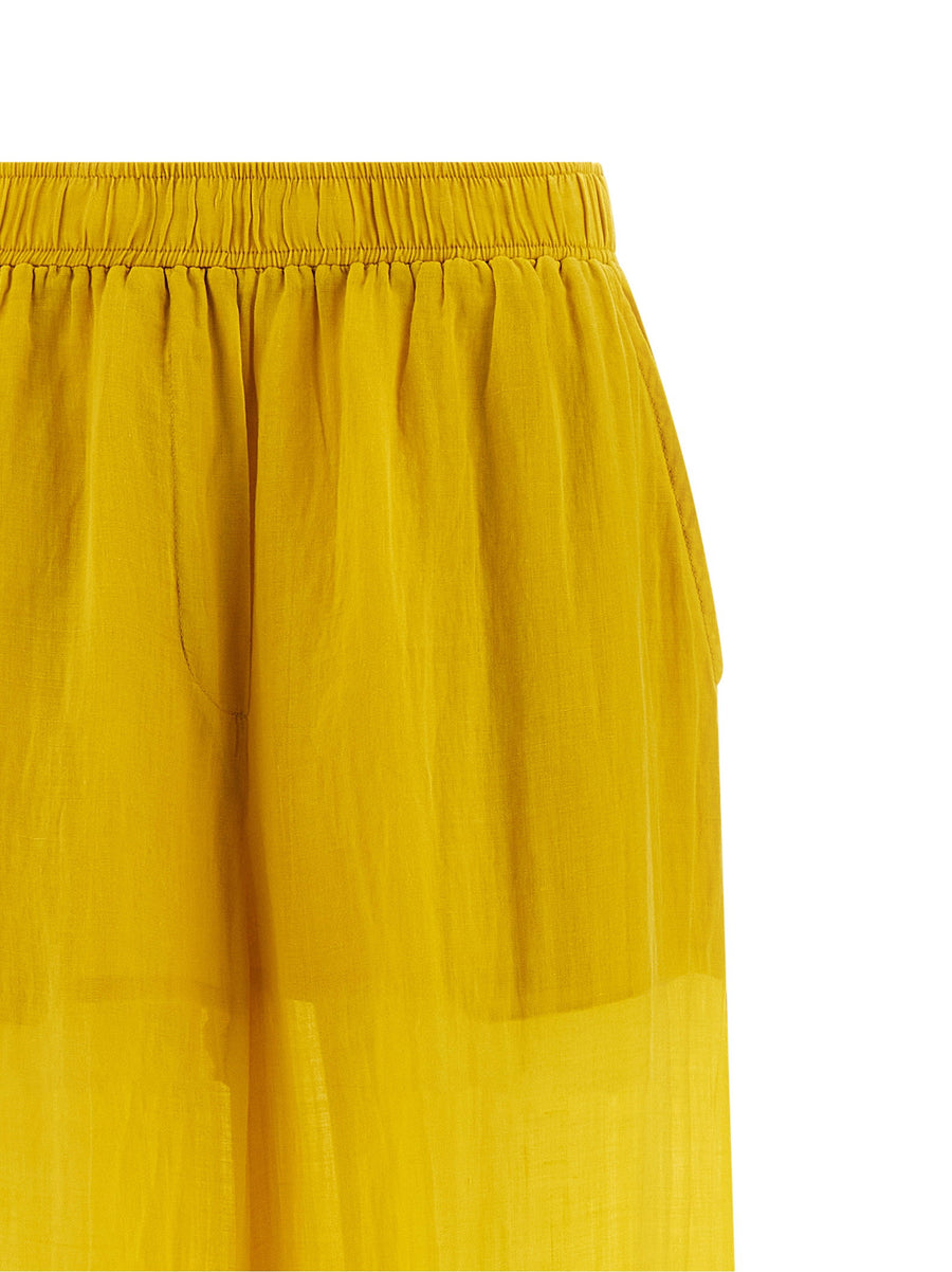Nude Palazzo Pants For Women Yellow Linen Tencel Blend Breathable Wide Leg Comfort Fit Spring Summer 2026