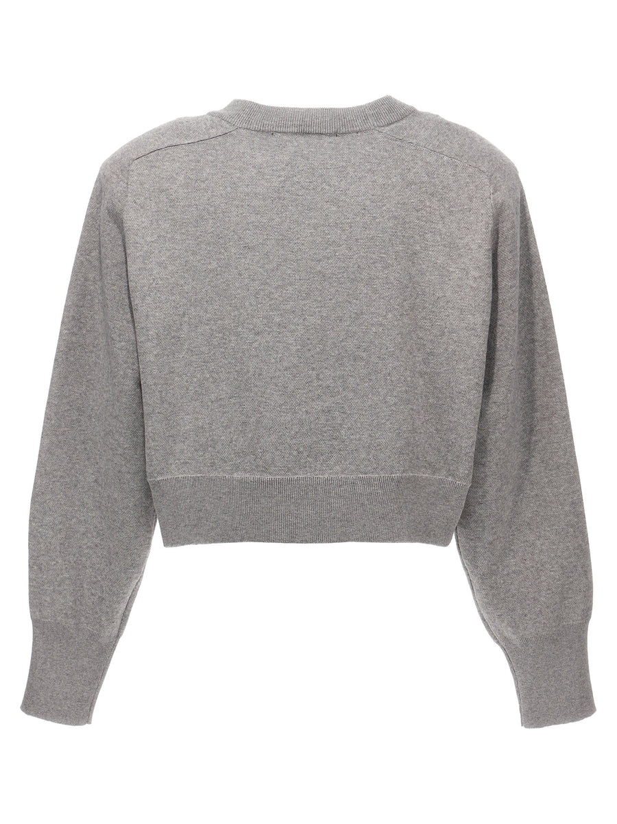 Rotate Birger Christensen Firm Knit Cropped Sweater With Organic Cotton Blend And Sequin Logo For Women