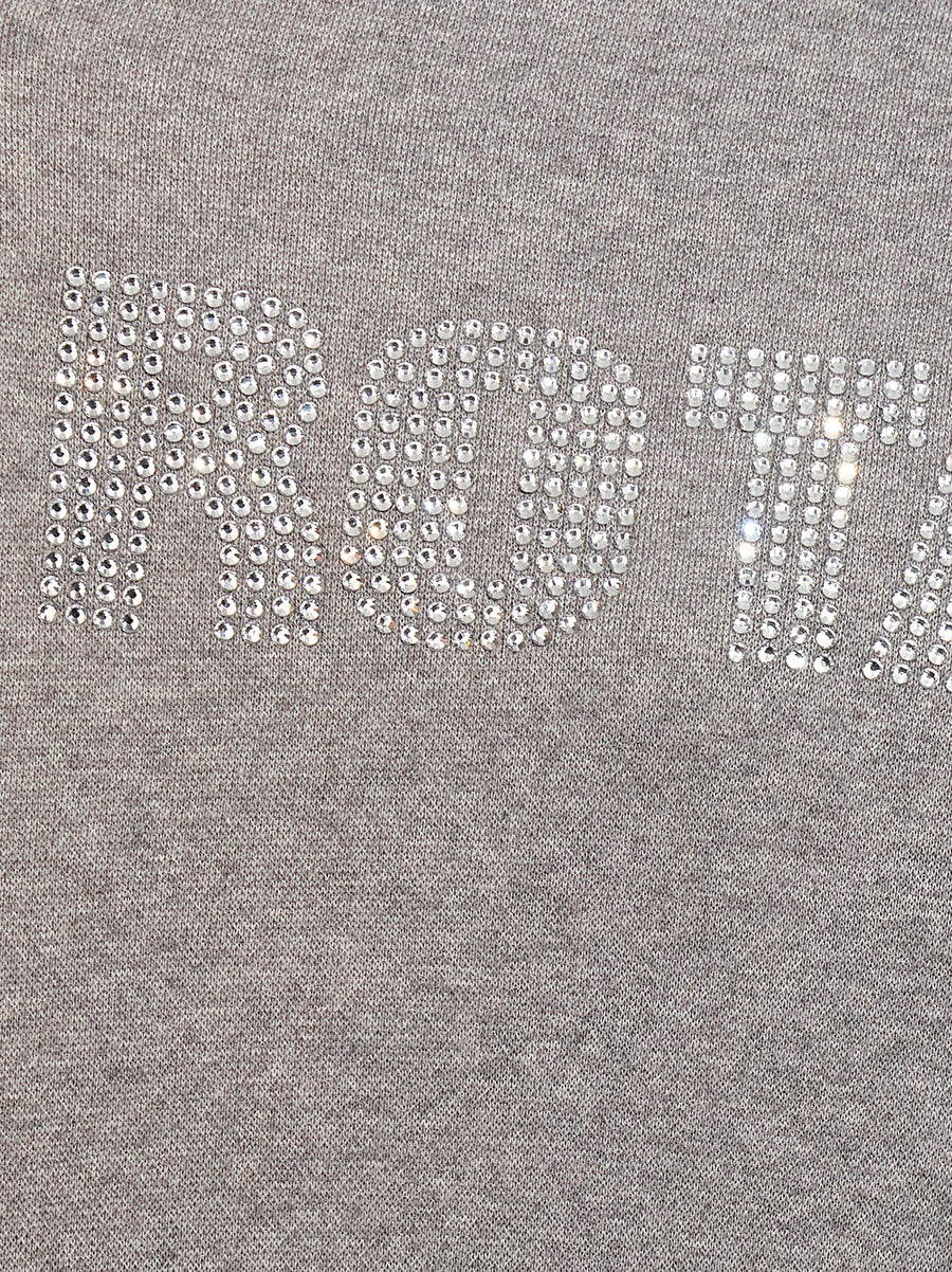 Rotate Birger Christensen Firm Knit Cropped Sweater With Organic Cotton Blend And Sequin Logo For Women