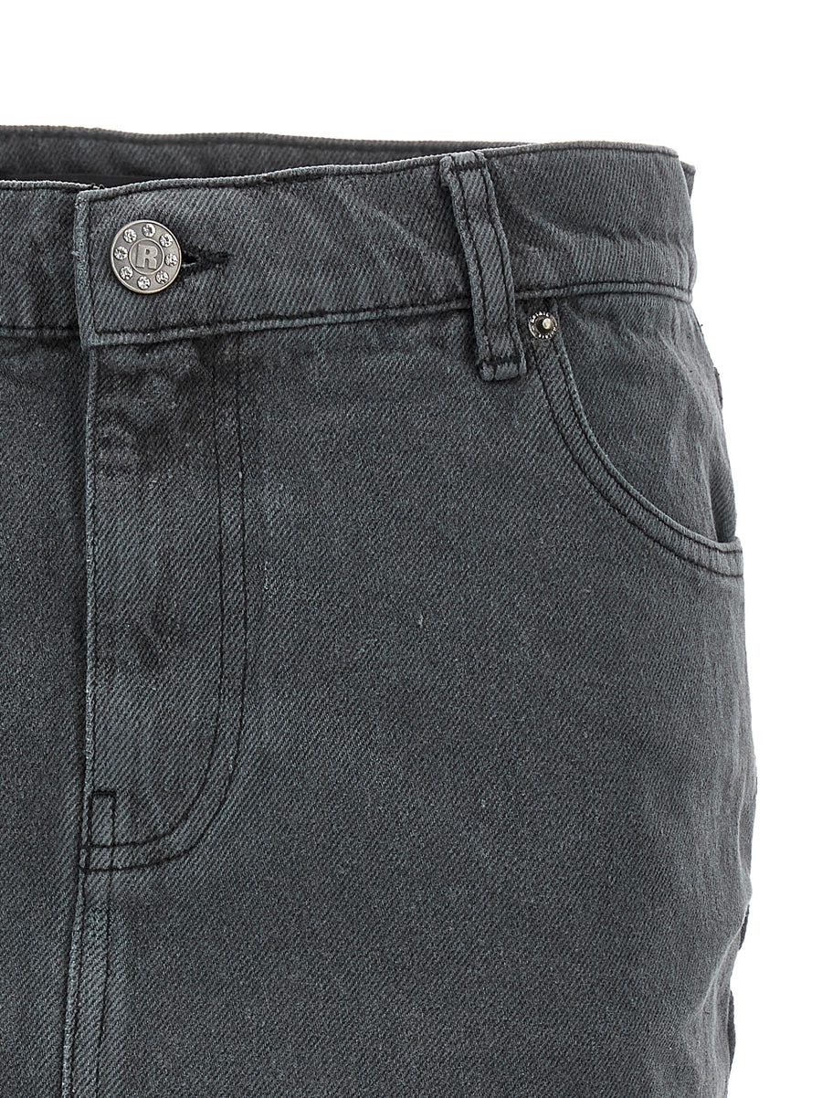 Rotate Birger Christensen Nela Everyday Skirt For Women Gray Cotton Denim With Sequin Logo Back