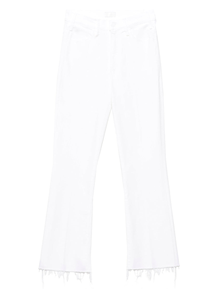 Mother The Hustler Ankle Fray Jeans White Zip Fly With Pockets