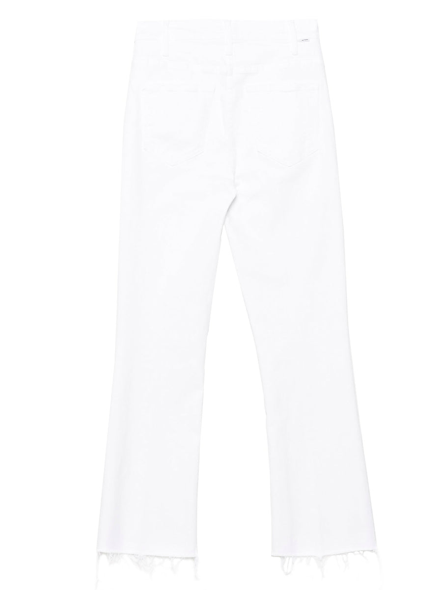 Mother The Hustler Ankle Fray Jeans White Zip Fly With Pockets
