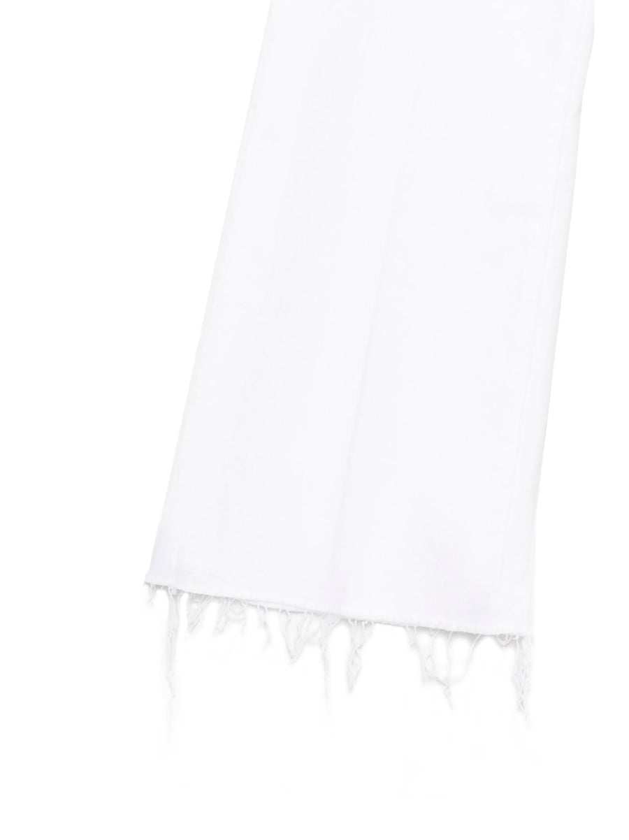 Mother The Hustler Ankle Fray Jeans White Zip Fly With Pockets
