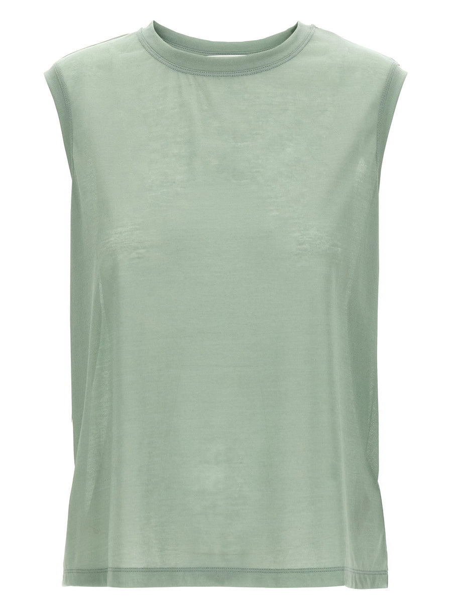 Victoria Beckham Logo Embroidery Top Luxurious Semi Transparent Crepe For Women Everyday Wear