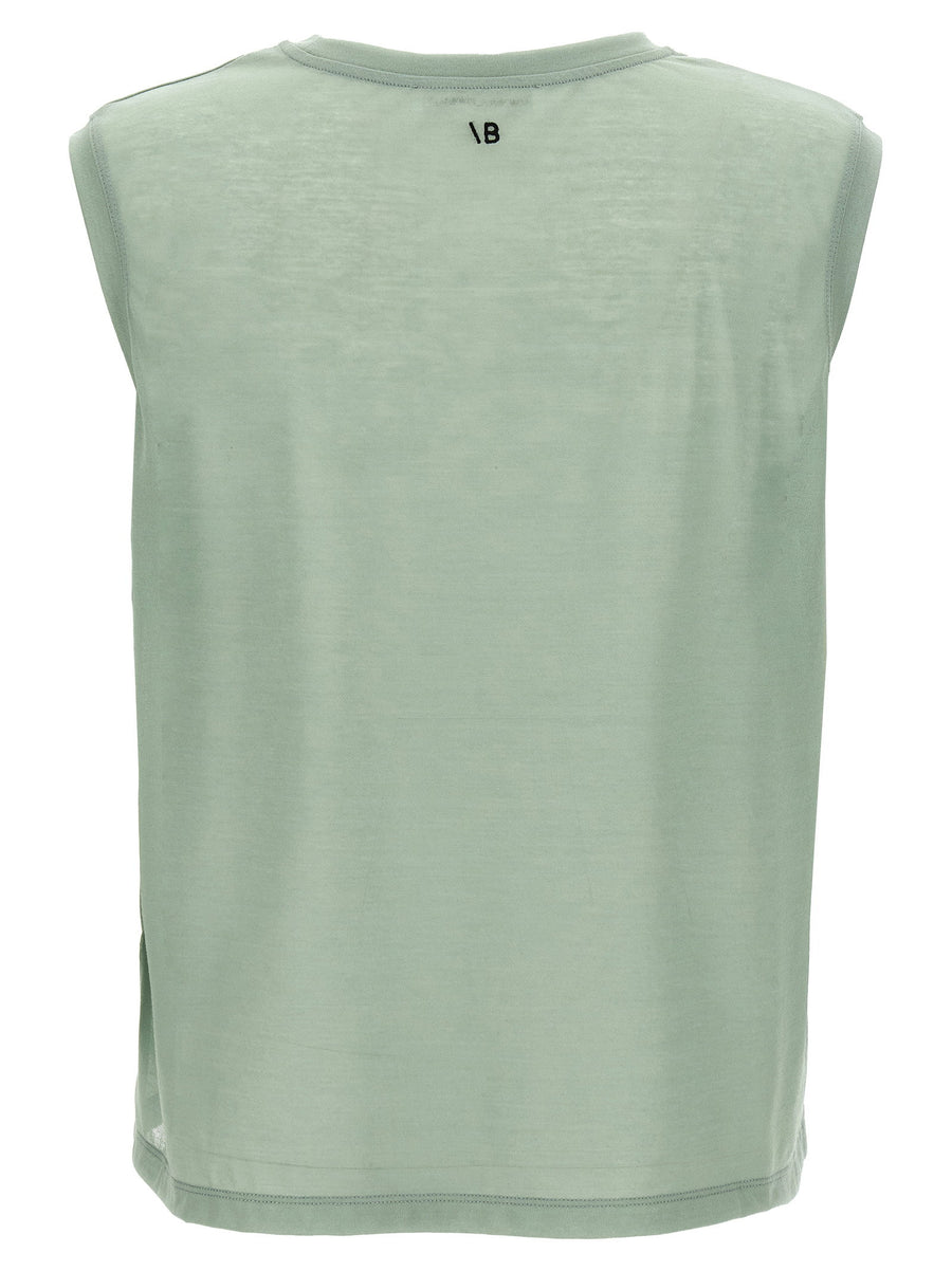 Victoria Beckham Logo Embroidery Top Luxurious Semi Transparent Crepe For Women Everyday Wear
