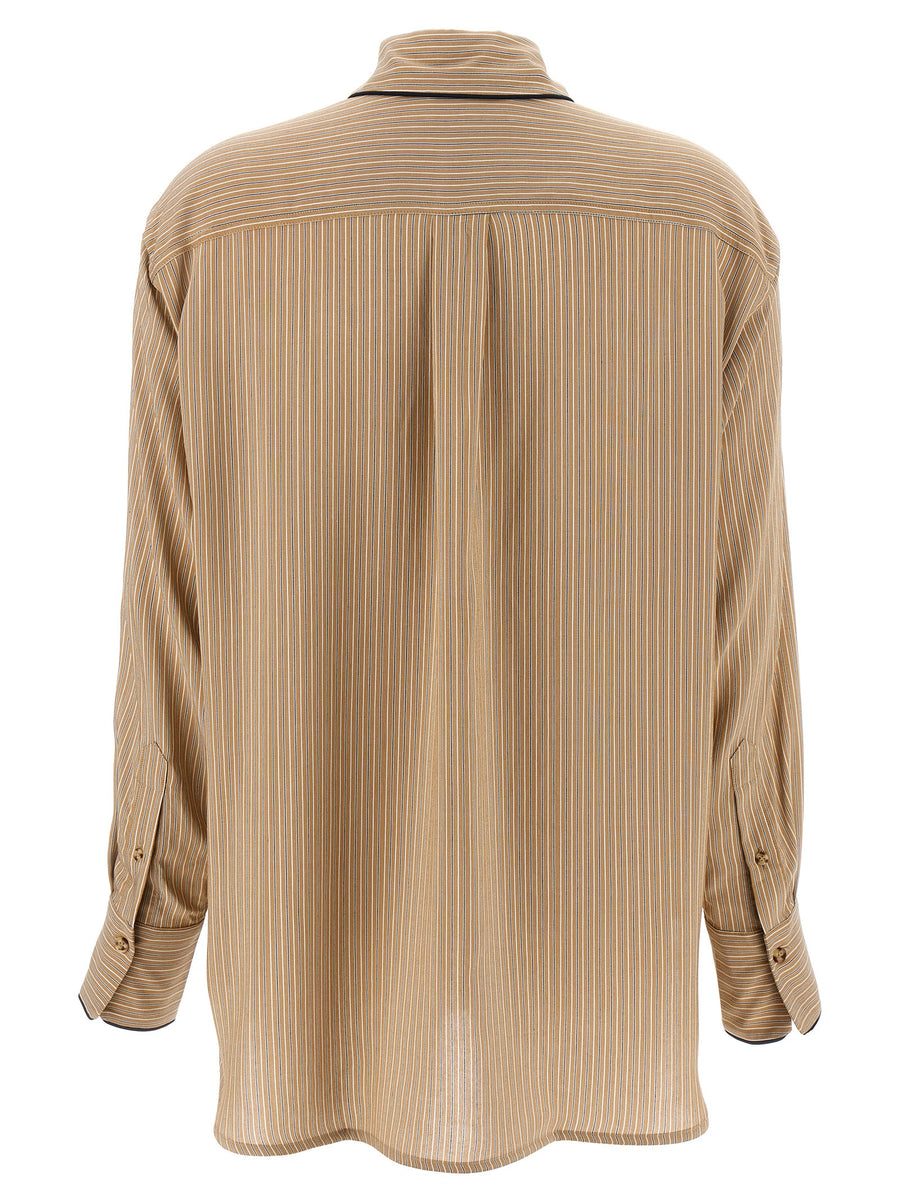 Victoria Beckham Pyjama Shirt Piping Detail Luxury Lounge Top For Women Silk Viscose Blend With Signature Embroidery