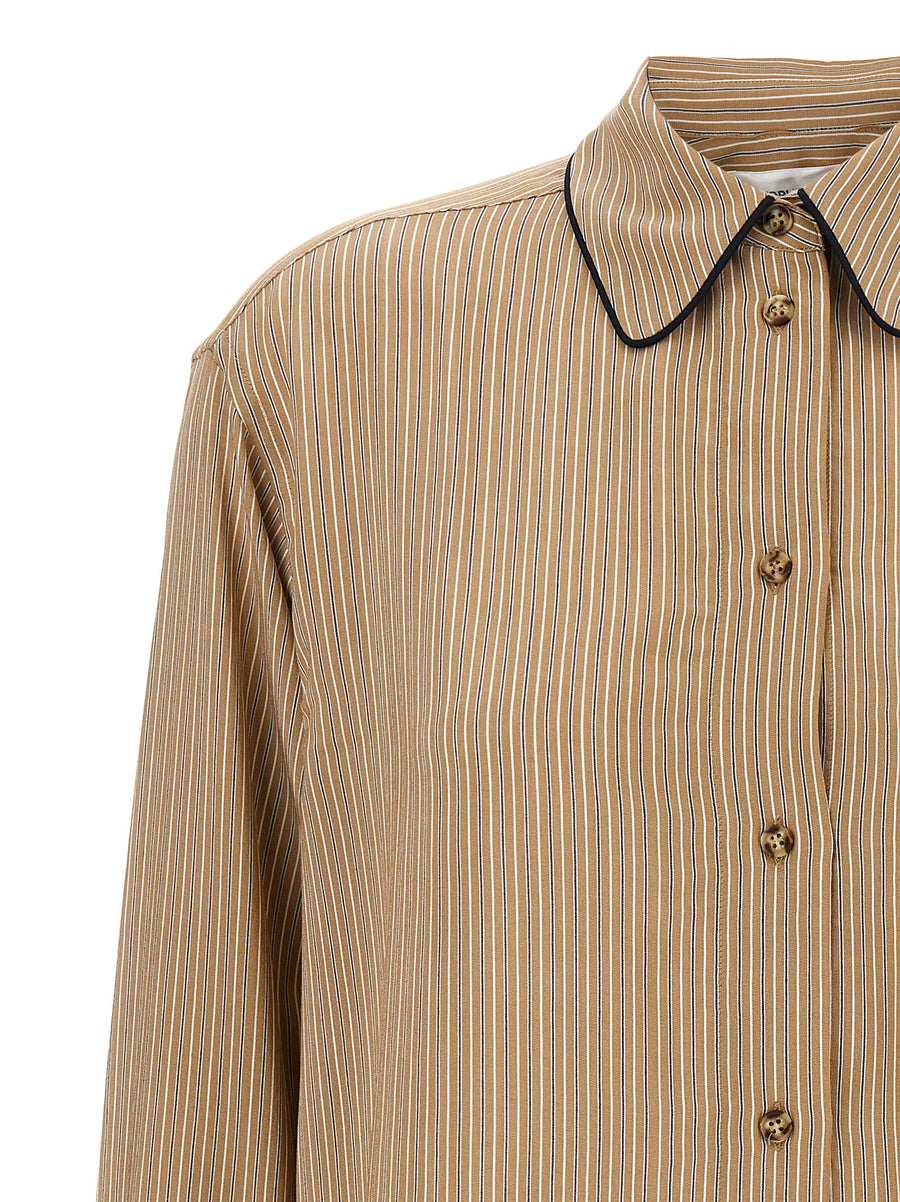 Victoria Beckham Pyjama Shirt Piping Detail Luxury Lounge Top For Women Silk Viscose Blend With Signature Embroidery