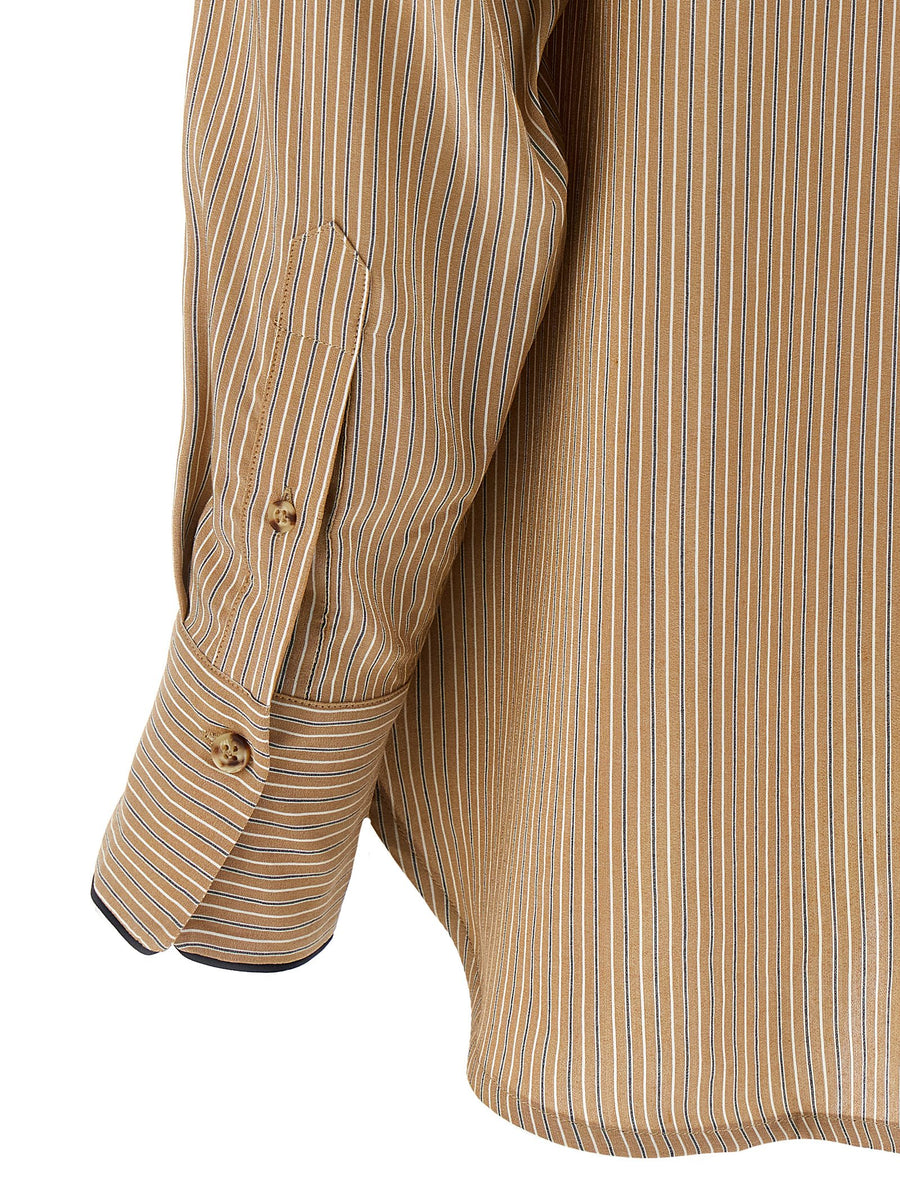 Victoria Beckham Pyjama Shirt Piping Detail Luxury Lounge Top For Women Silk Viscose Blend With Signature Embroidery