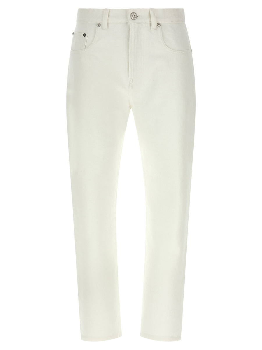 Victoria Beckham High Waist White Denim Jeans For Women Cropped Straight Leg Premium Luxury