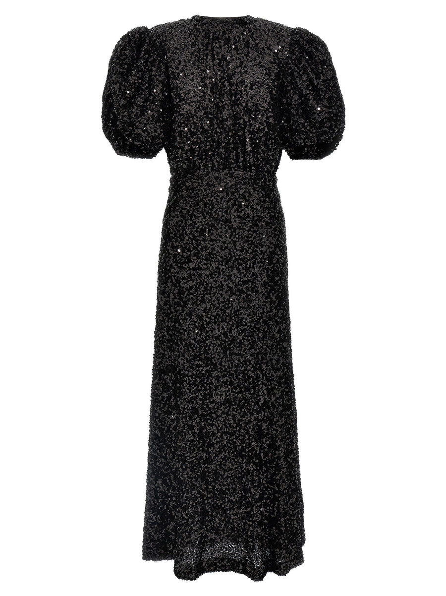 Rotate Birger Christensen Black Sequin Midi Dress Recycled Polyester
