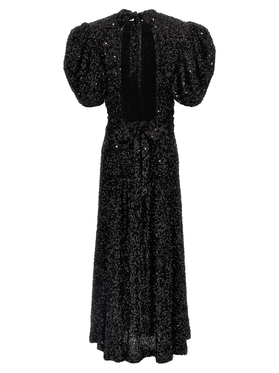 Rotate Birger Christensen Black Sequin Midi Dress Recycled Polyester