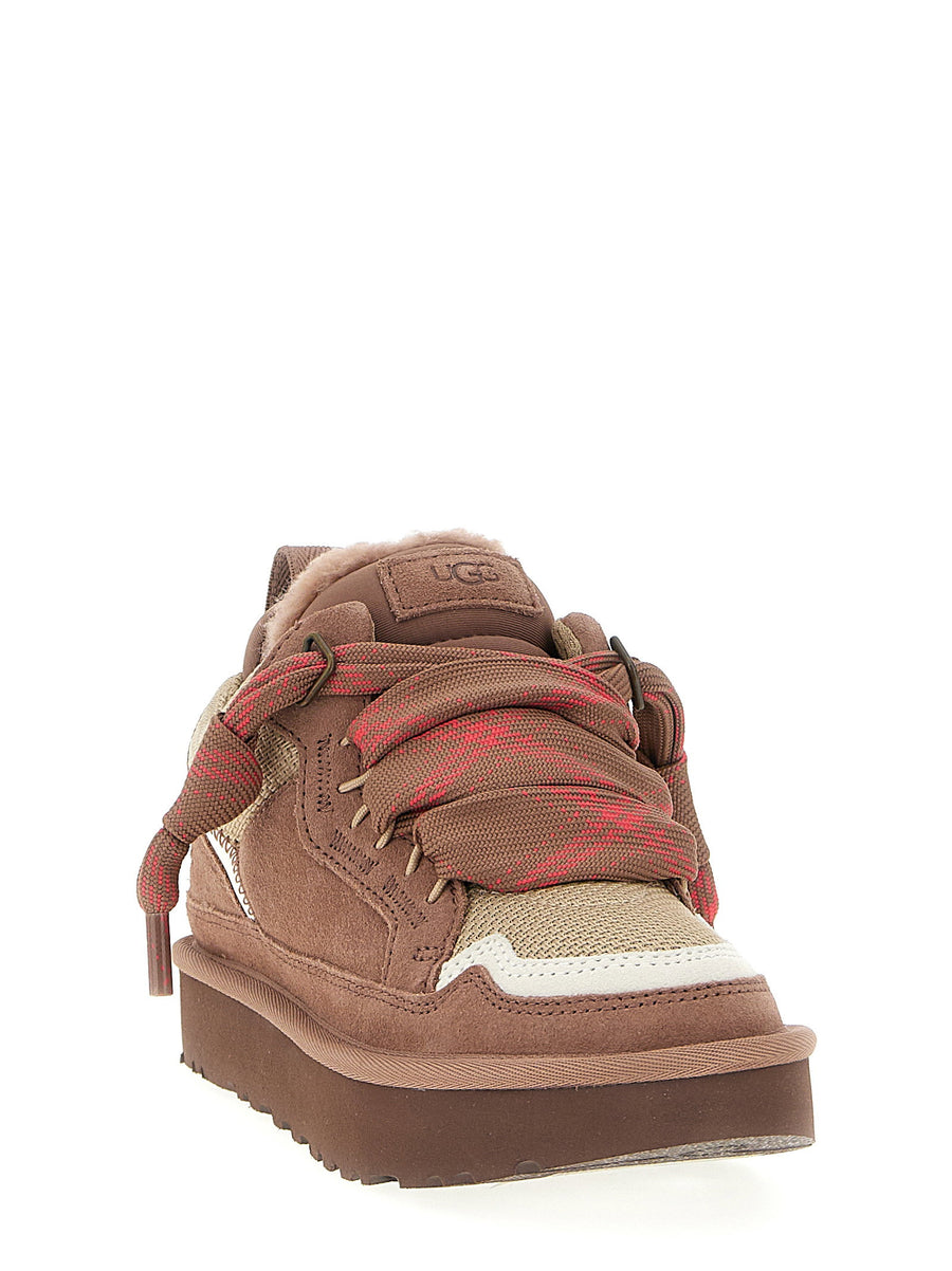 UGG Lowmel Pink Suede Canvas Sneakers For Women With Padded Collar