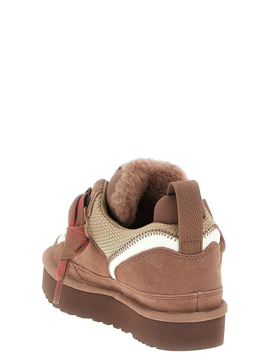 UGG Lowmel Pink Suede Canvas Sneakers For Women With Padded Collar