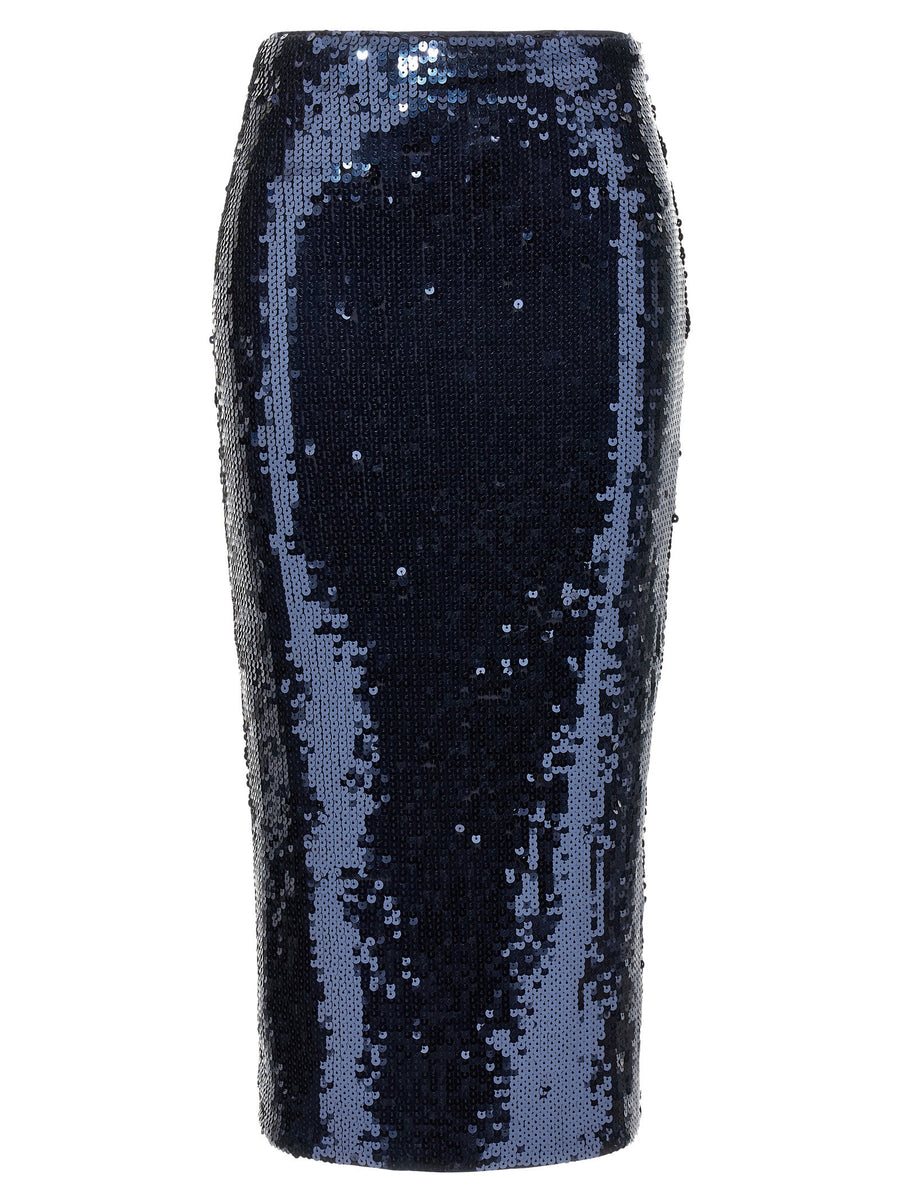 Rotate Birger Christensen Sequin Pencil Skirt For Women Glamorous Blue Bodycon Partywear