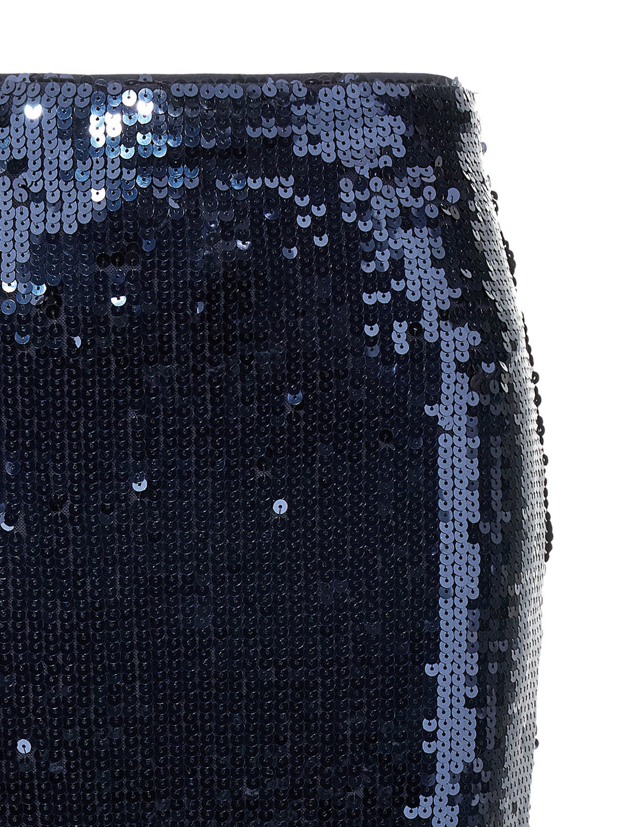 Rotate Birger Christensen Sequin Pencil Skirt For Women Glamorous Blue Bodycon Partywear