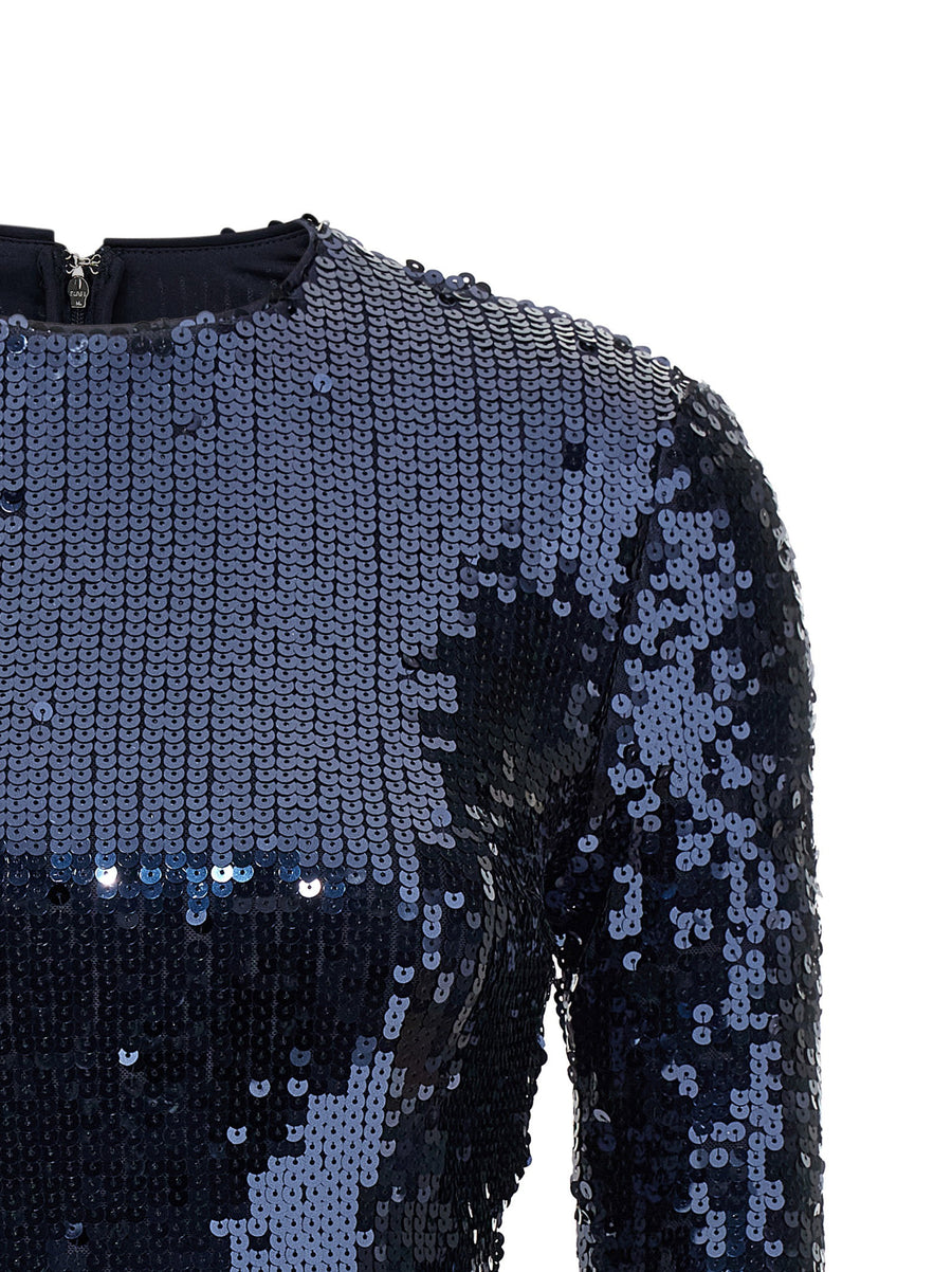 Rotate Birger Christensen Blue Sequin Stretch Mini Dress For Bold Evening Women Glam