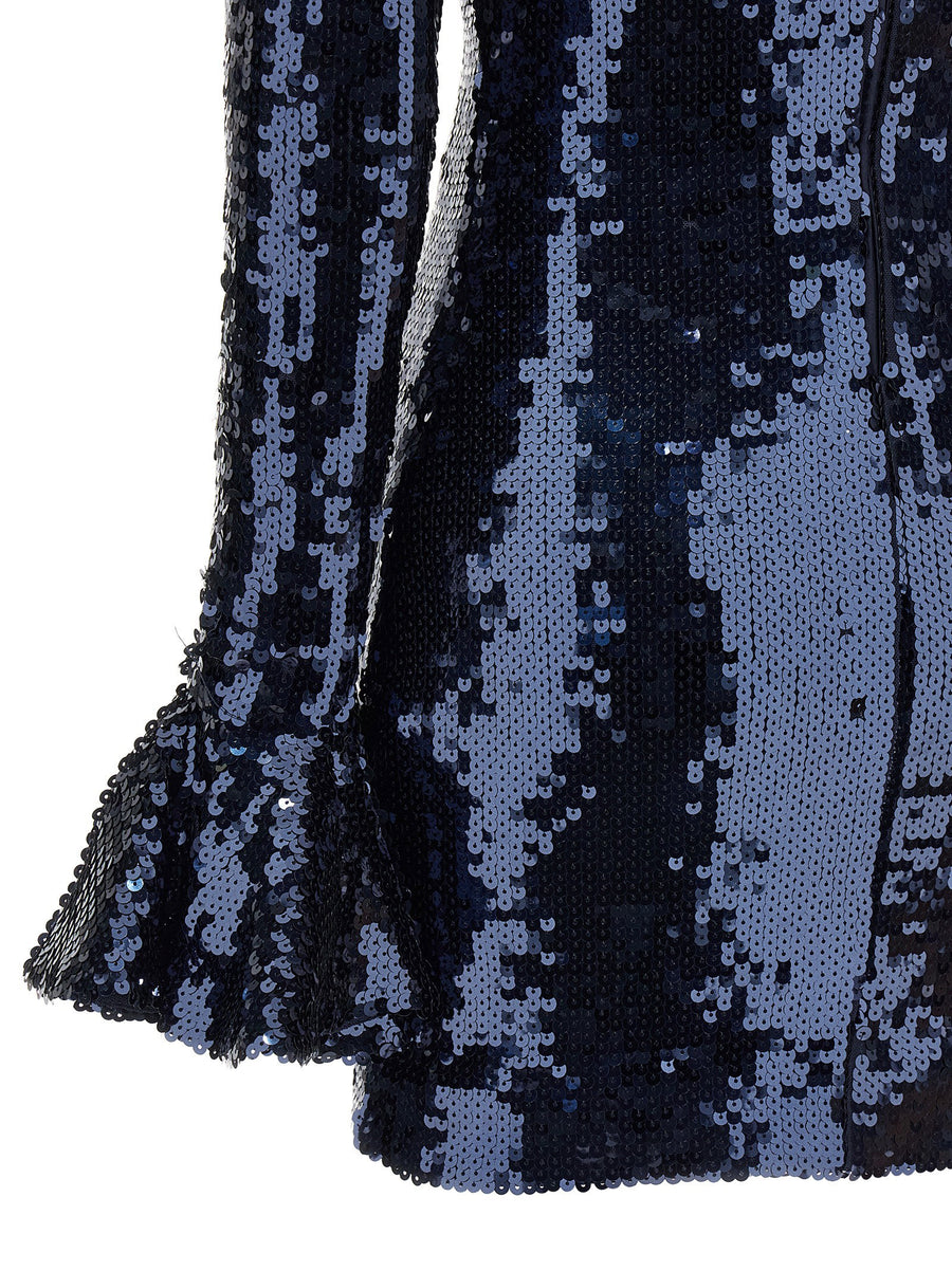 Rotate Birger Christensen Blue Sequin Stretch Mini Dress For Bold Evening Women Glam