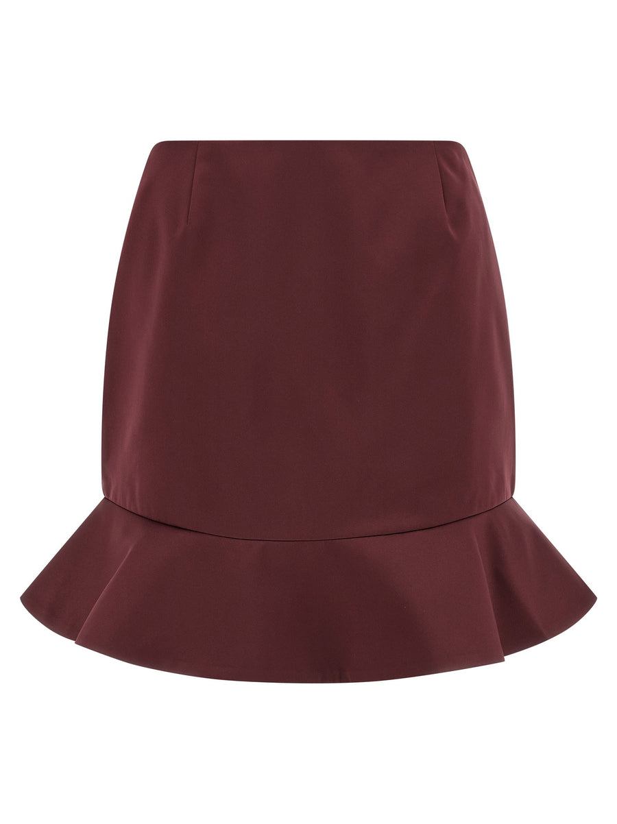 Rotate Birger Christensen Flounced Satin Mini Skirt Bordeaux For Elegant Women Spring Summer 2026 Styling