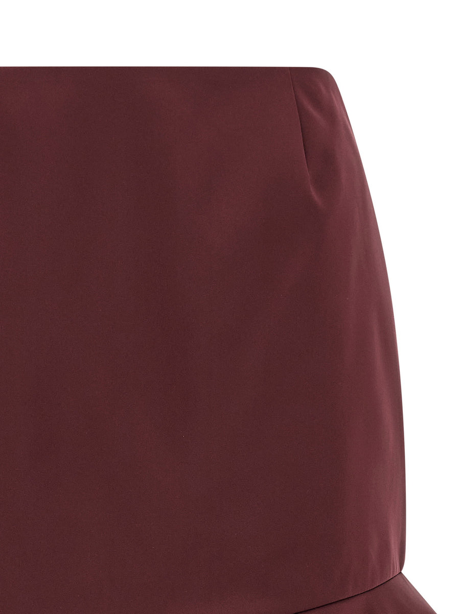 Rotate Birger Christensen Flounced Satin Mini Skirt Bordeaux For Elegant Women Spring Summer 2026 Styling