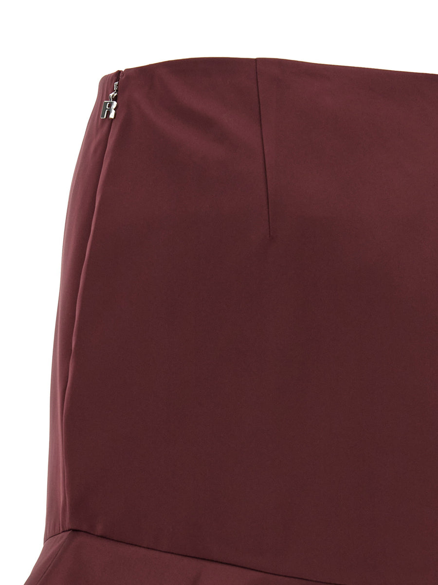 Rotate Birger Christensen Flounced Satin Mini Skirt Bordeaux For Elegant Women Spring Summer 2026 Styling
