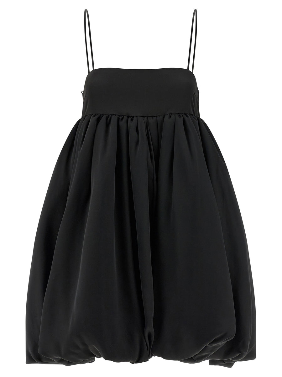 Rotate Birger Christensen Black Satin Le Bubble Mini Dress With Removable Sleeves For Women