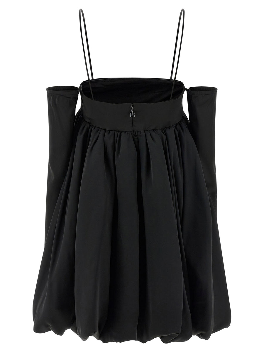 Rotate Birger Christensen Black Satin Le Bubble Mini Dress With Removable Sleeves For Women