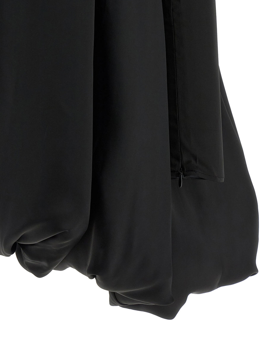 Rotate Birger Christensen Black Satin Le Bubble Mini Dress With Removable Sleeves For Women