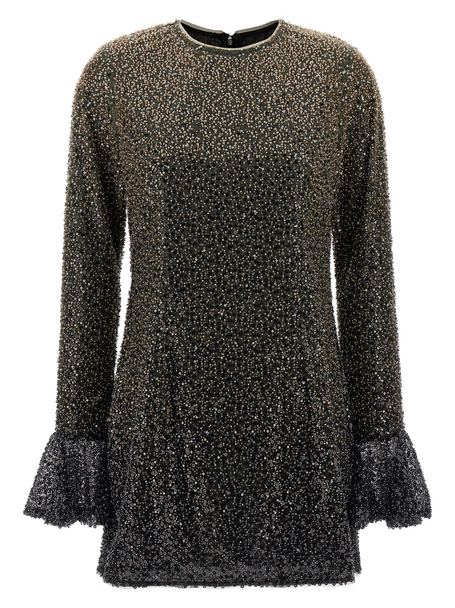 Rotate Birger Christensen Beaded Long Sleeve Mini Dress With Gradient Sequins Luxe For Women