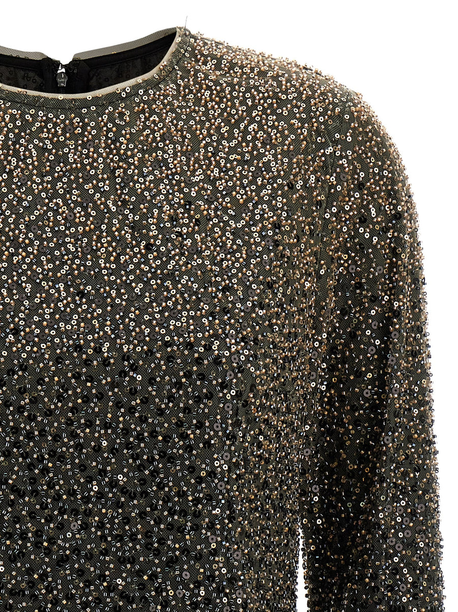 Rotate Birger Christensen Beaded Long Sleeve Mini Dress With Gradient Sequins Luxe For Women