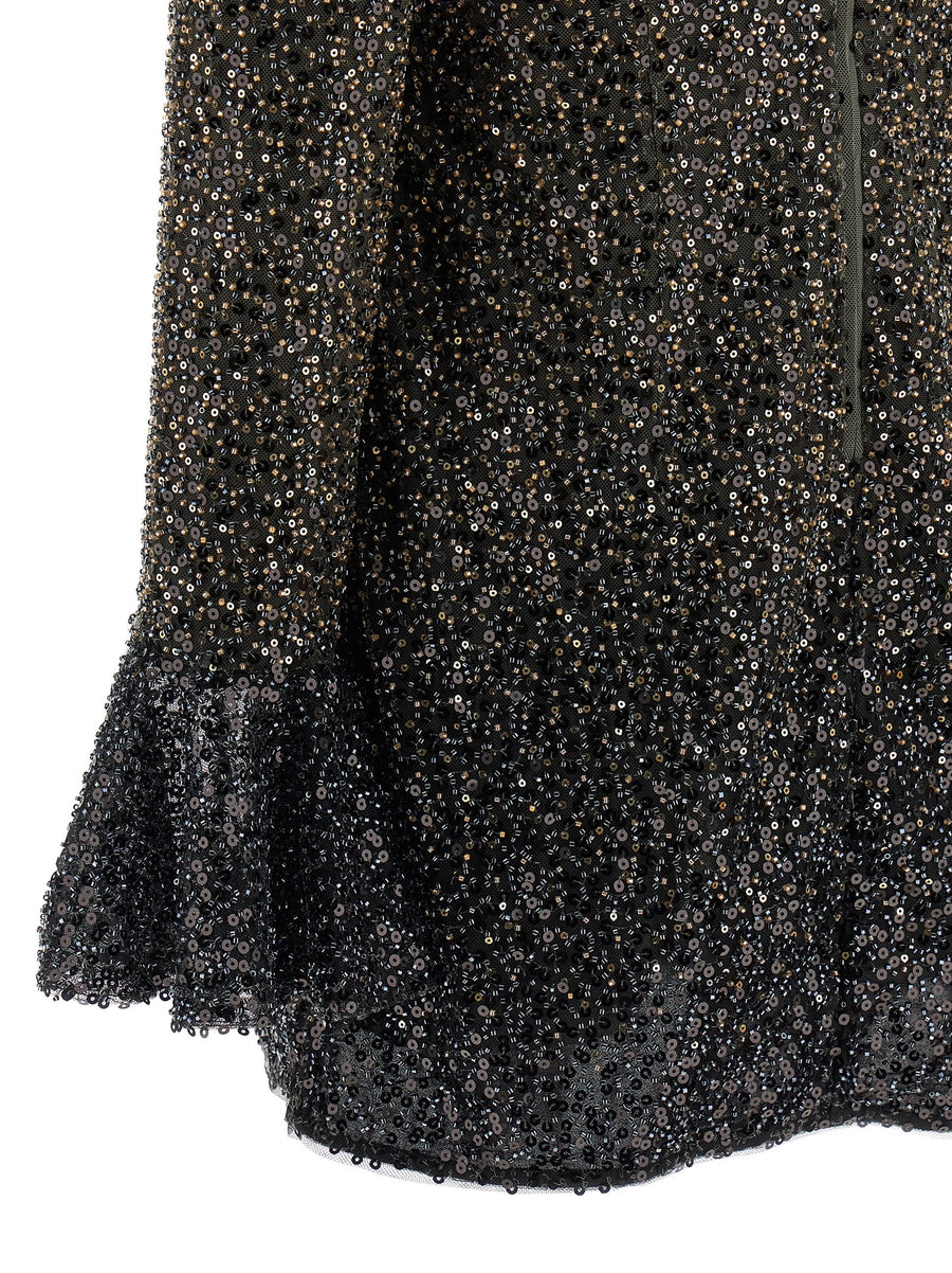 Rotate Birger Christensen Beaded Long Sleeve Mini Dress With Gradient Sequins Luxe For Women
