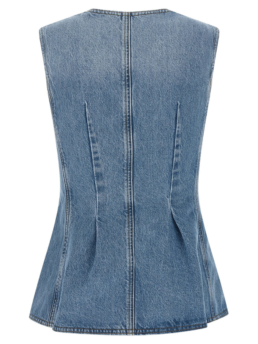Rotate Birger Christensen Flared Denim Light Blue Cotton Button Closure