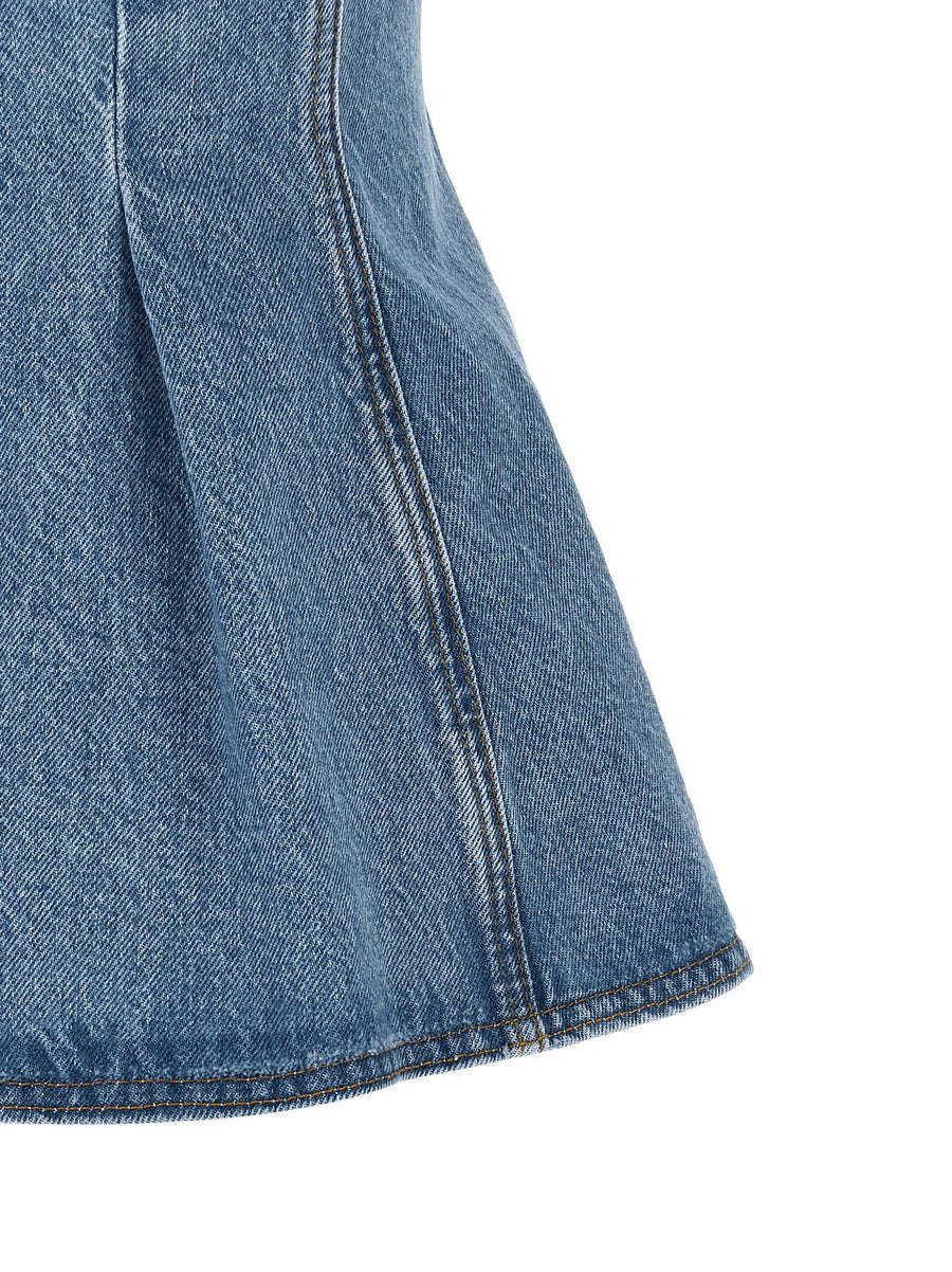 Rotate Birger Christensen Flared Denim Light Blue Cotton Button Closure