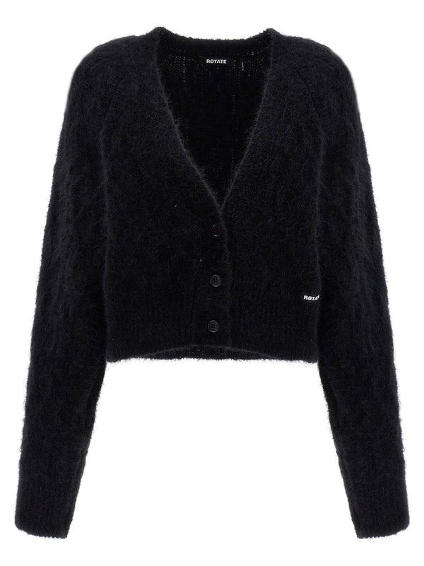 Rotate Birger Christensen Flufy Knit Cardigan With Removable Padded Shoulders For Women