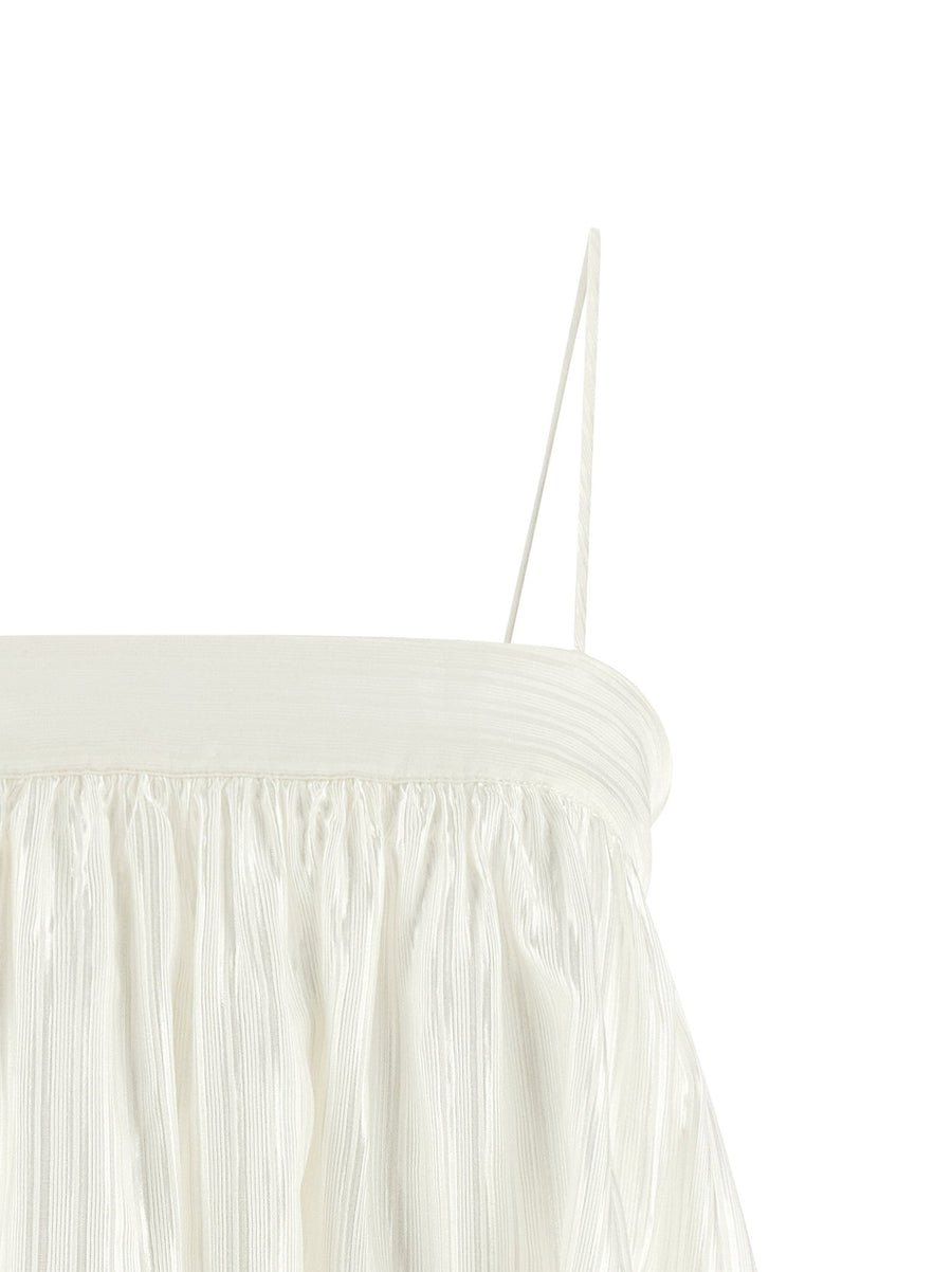 Rotate Birger Christensen White Striped Viscose Top Zip Closure With Square Neck