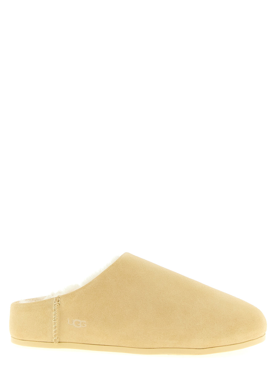 UGG Elea Slip On For Women Luxurious Beige Leather Upper Plush Sheepskin Lining Comfort