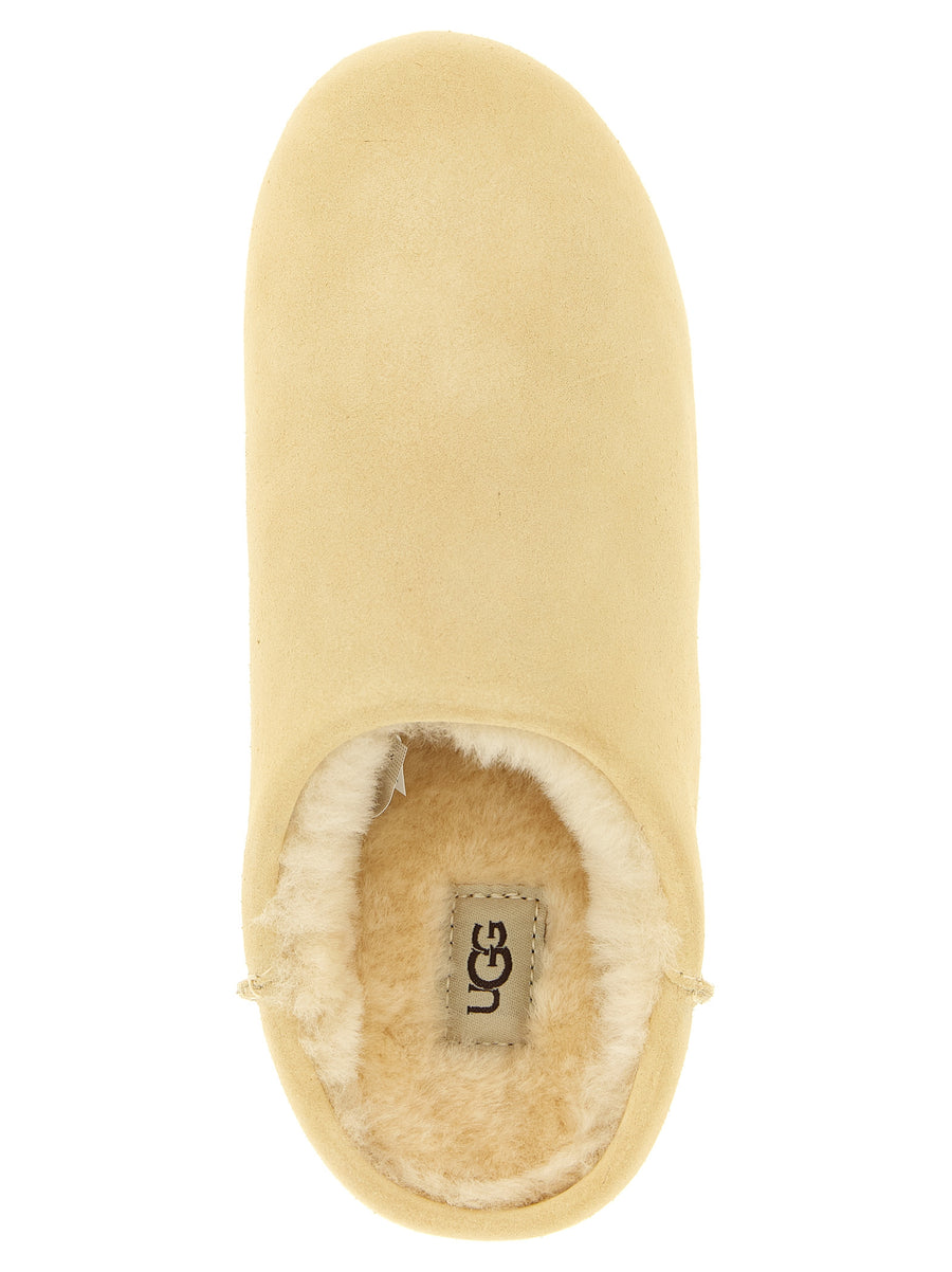 UGG Elea Slip On For Women Luxurious Beige Leather Upper Plush Sheepskin Lining Comfort