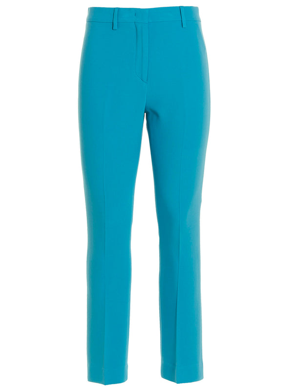 Etro Women Pleated Trousers Light Blue Viscose Blend Center Pleat Office And Occasion Wear