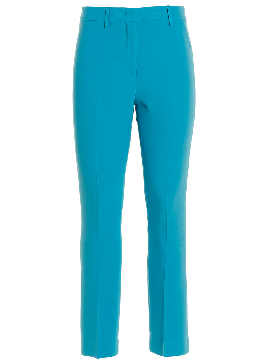 Etro Women Pleated Trousers Light Blue Viscose Blend Center Pleat Office And Occasion Wear