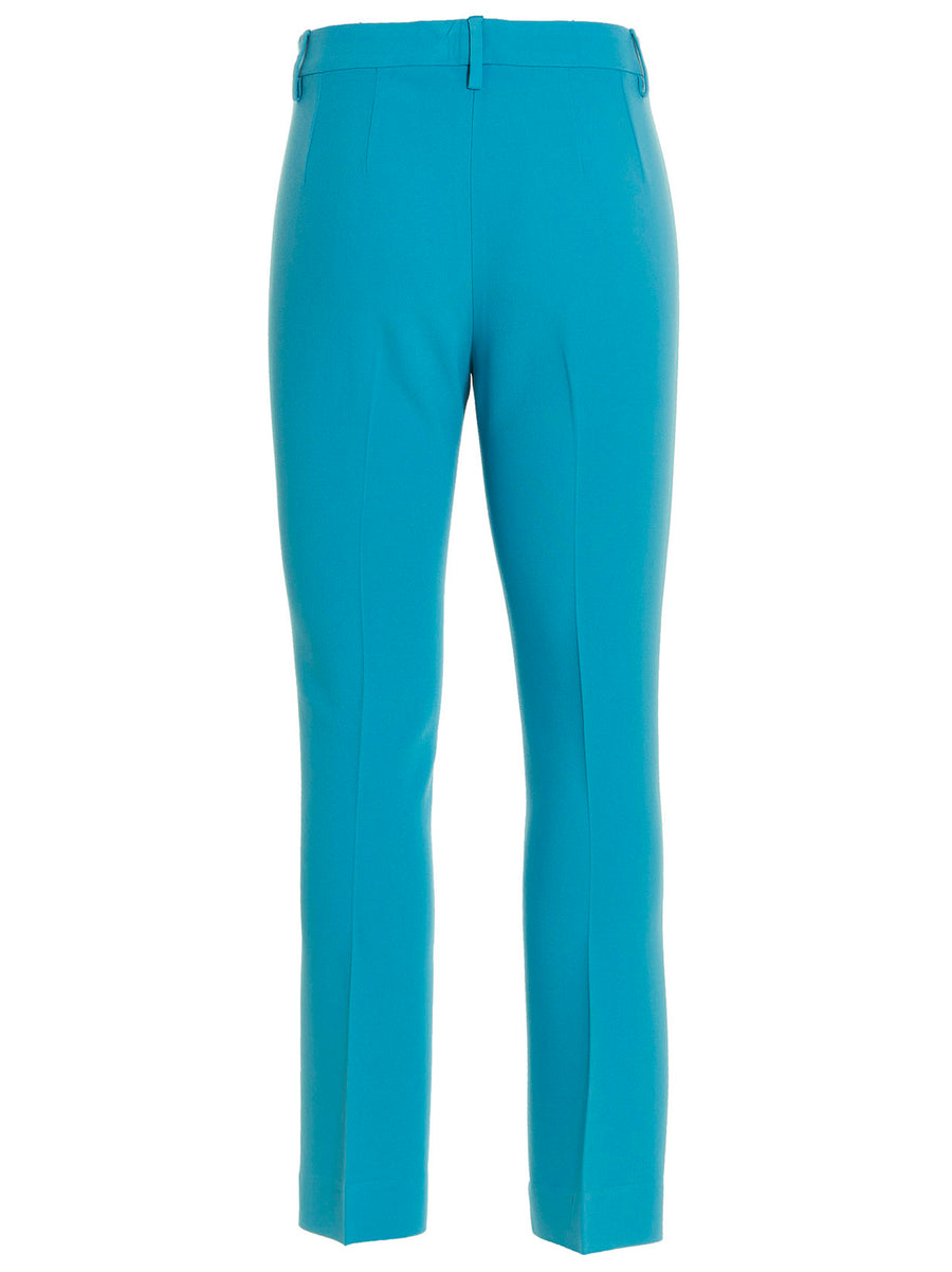 Etro Women Pleated Trousers Light Blue Viscose Blend Center Pleat Office And Occasion Wear
