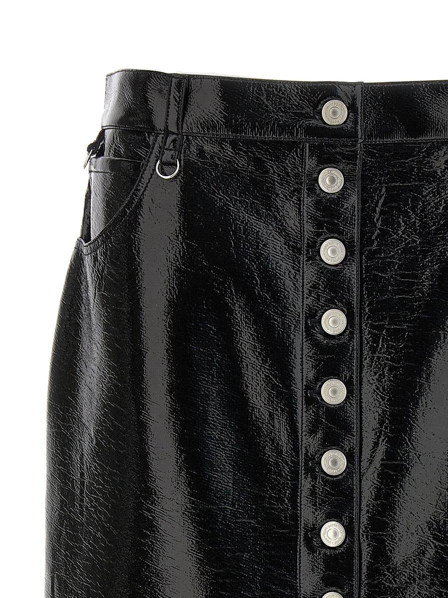 Courreges Multiflex Skirt Black Front Button Closure Pockets True To French Size For Women Modern City Wear