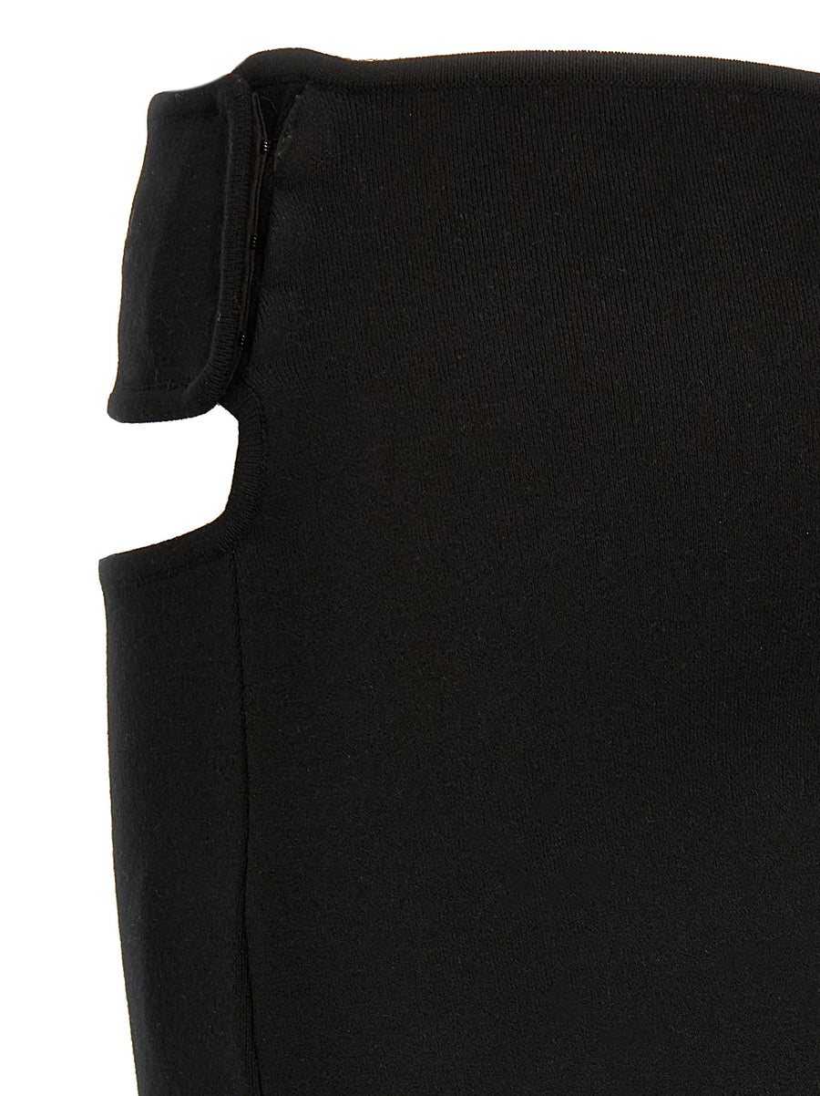 Courreges Loop Milano Skirt Lux Knitted Black Mini With Side Cutout And Logo Embroidery For Women