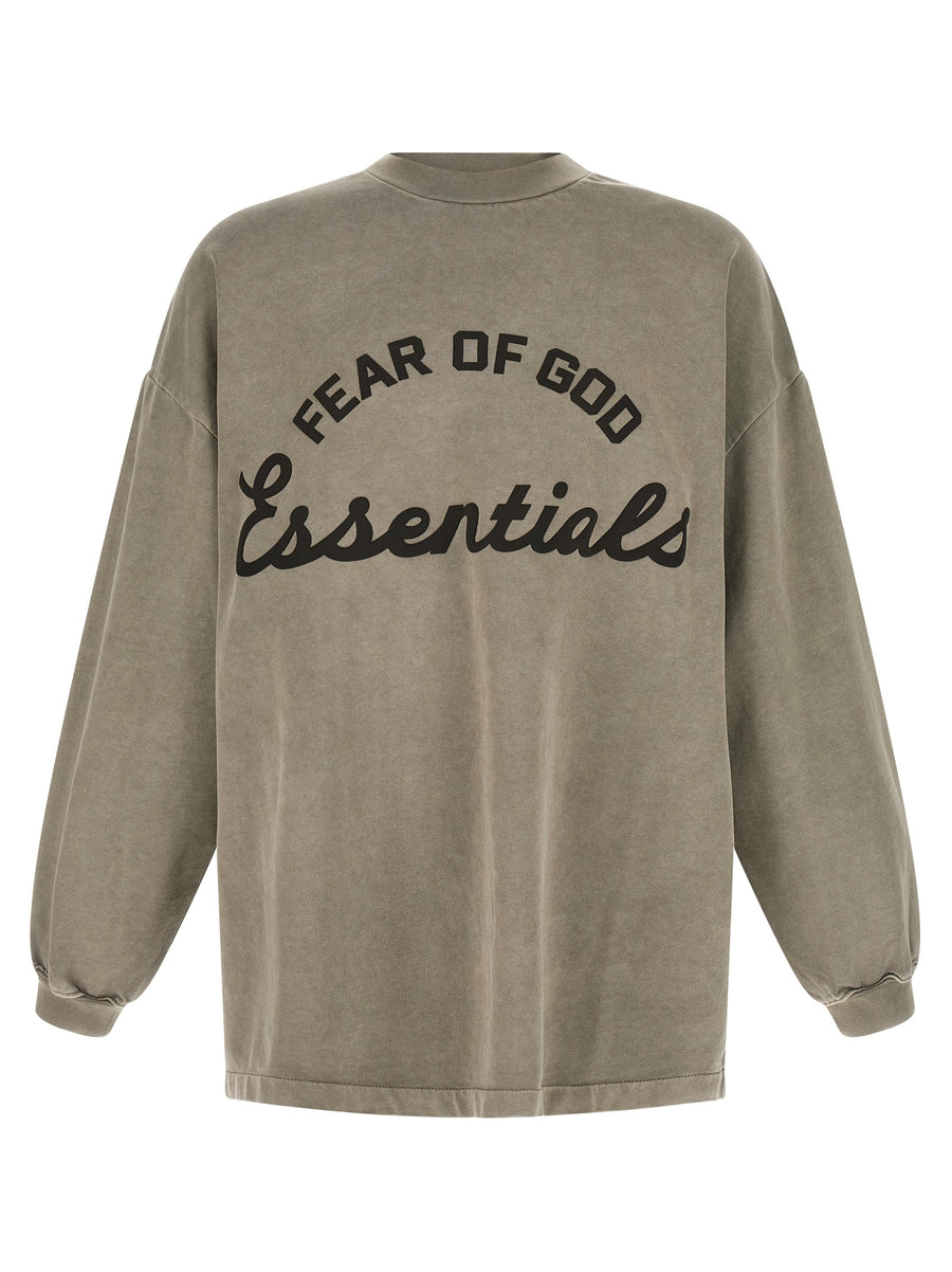 Fear Of God Essentials Training 90s T Shirt Oversized 100 Percent Cotton Gray Graphic Tee for Men