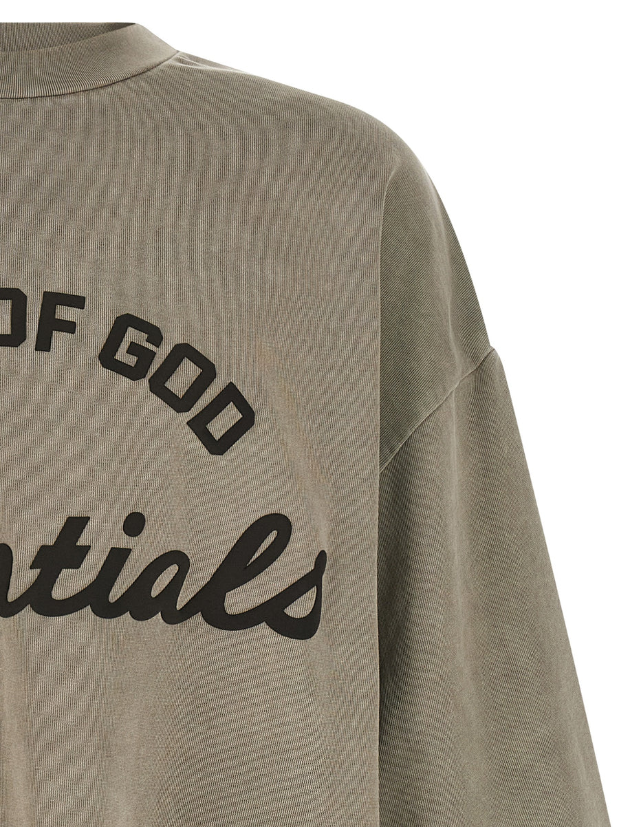 Fear Of God Essentials Training 90s T Shirt Oversized 100 Percent Cotton Gray Graphic Tee for Men