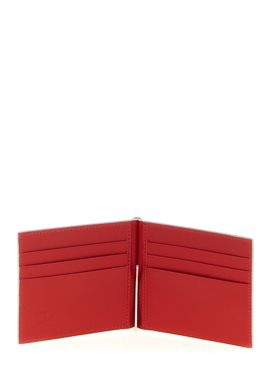 Christian Louboutin Mooncrest Wallet For Men Beige Nubuck Calfskin With Front Mooncrest Logo And Secure Metal Clip