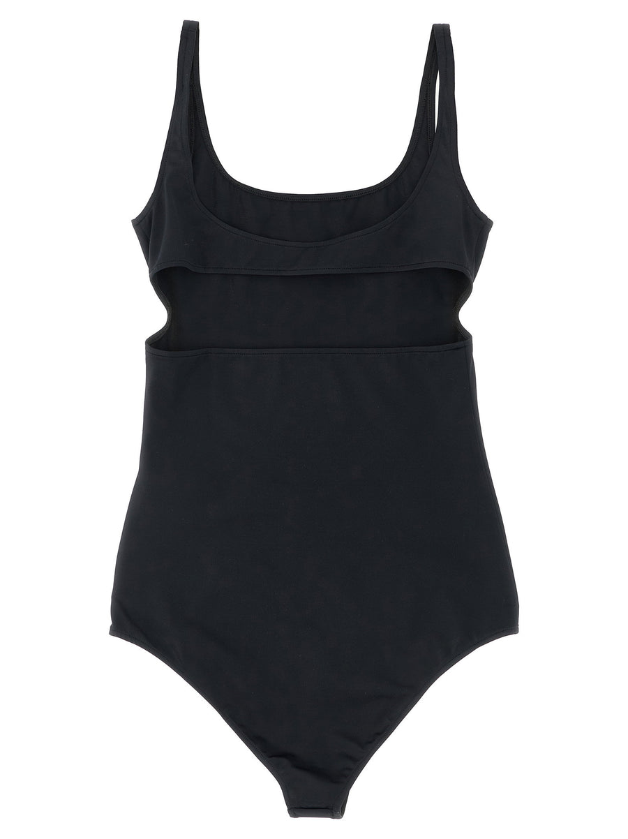 Courrèges One Piece Swimsuit Black With Front Logo And Back Cutout For Women Luxury Beachwear