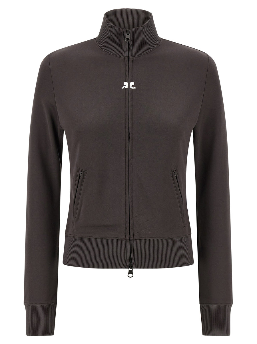 Courreges Tracksuit Sweatshirt For Women Versatile Sporty Layer With Front Zip And Headband