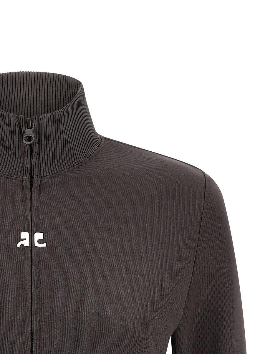 Courreges Tracksuit Sweatshirt For Women Versatile Sporty Layer With Front Zip And Headband