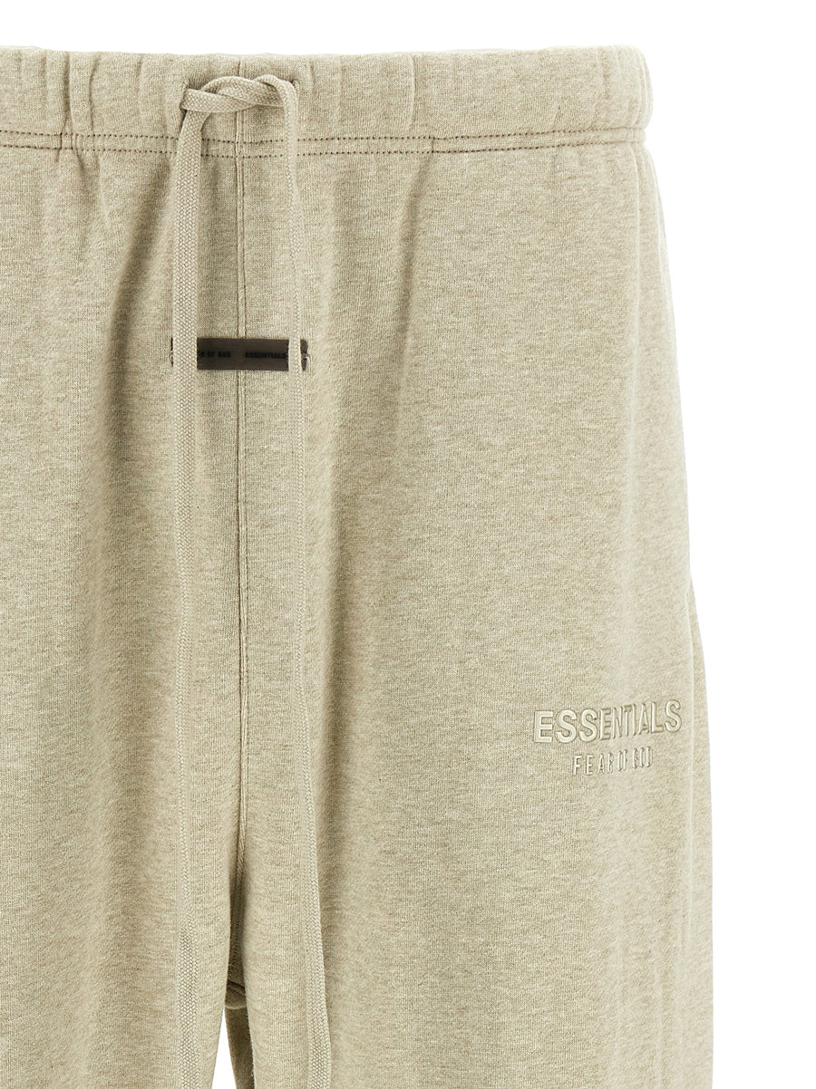 Fear Of God Essentials Logo Joggers For Men 3D Front Logo Melange Fleece Relaxed Fit